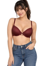 Level 2 Push-Up Bra with 3/4 Coverage-Wine Mauve