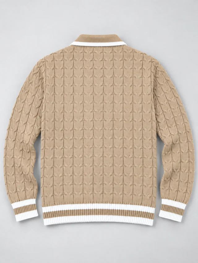 Knitted Jacquard Polo Sweater
