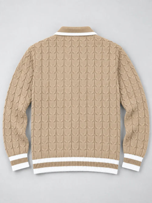 Knitted Jacquard Polo Sweater