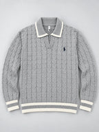 Knitted Jacquard Polo Sweater