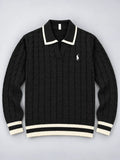 Knitted Jacquard Polo Sweater