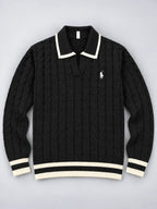 Knitted Jacquard Polo Sweater