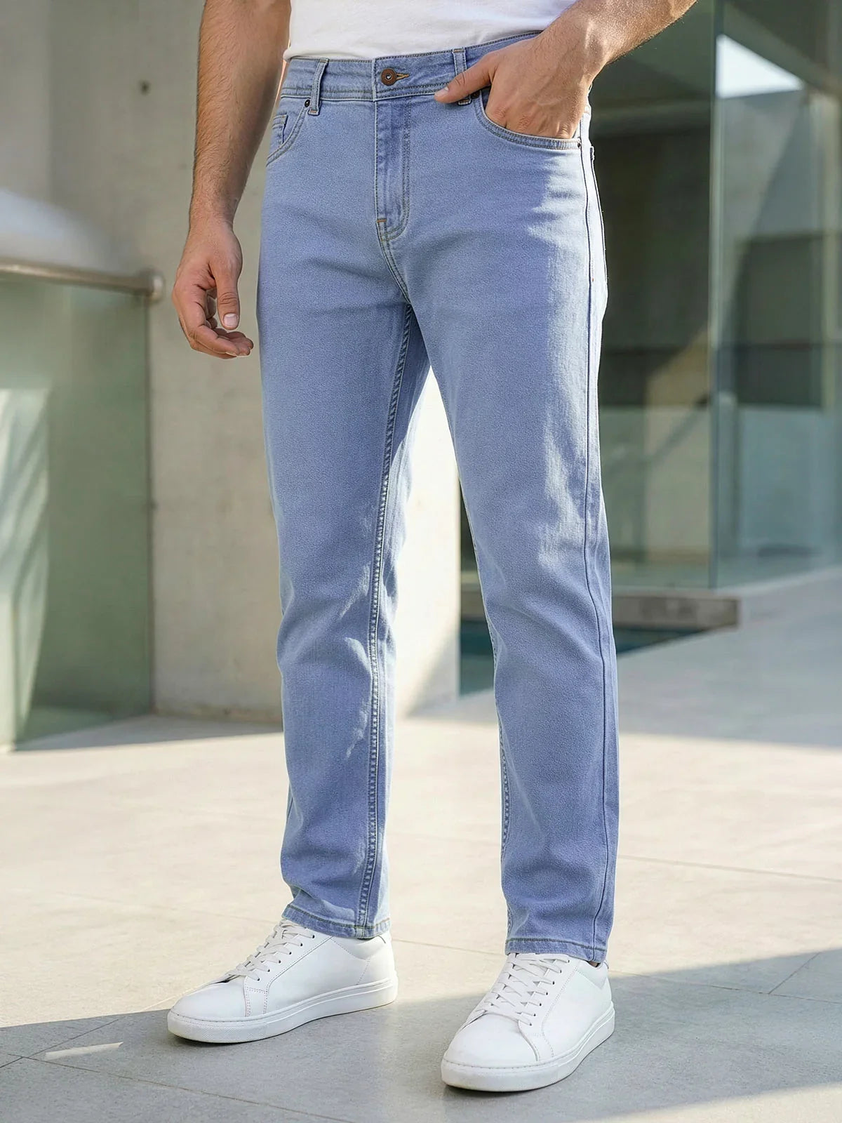 Men's Slim Fit Light Blue Jogger Jean